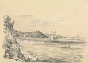 Une côte avec des navires en mer