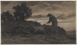 Un berger avec son troupeau - Unknown artist