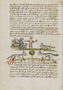 Un berger avec son chien et son troupeau ; un homme chassant un loup - Unknown artist