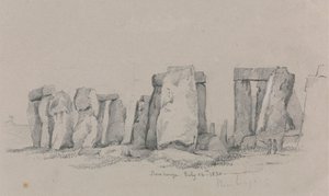 Vue de Stonehenge avec deux figures au premier plan - Unknown artist