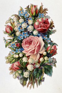 Un bouquet mélangé avec des roses, du muguet.