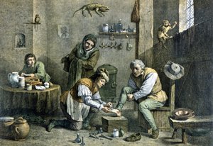 Un médecin de campagne soignant un de ses patients - Unknown artist