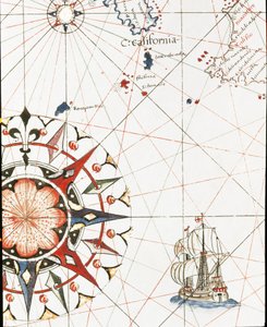 Un galion naviguant au large de la Californie (détail) - Unknown artist