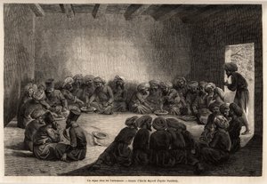 Un repas chez les Turcomans (Irak). Dessin d