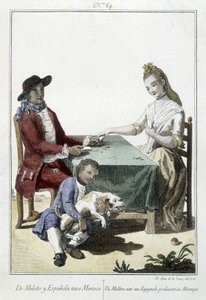 Un mulâtre et un Espagnol donnent naissance à un Maure - gravure - Unknown artist