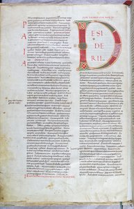 Une page de la Bible du 11e siècle avec la lettre majuscule D - Unknown artist