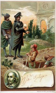 Une scène de « Hamlet » par William Shakespeare - chromo. fin 19ème siècle