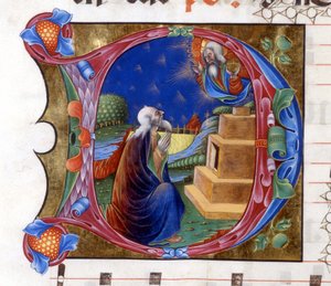 Abraham est invité par le Seigneur à quitter sa terre. Miniature d