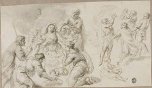 Adoration des bergers; Lapidation de Saint Étienne - Unknown artist