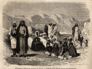 Montagnards afghans près de Sarwar. Gravure pour illustrer le voyage au Pandjab et au Cachemire, récit par Guillaume Lejean, 1866, publié dans « Le tour du monde, nouveau journal des voyages », sous la direction d