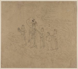 Album de thèmes taoïstes et bouddhistes : Procession de divinités taoïstes : Feuille 10 - Unknown artist