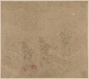 Album de thèmes taoïstes et bouddhistes : Procession de divinités taoïstes : Feuille 17