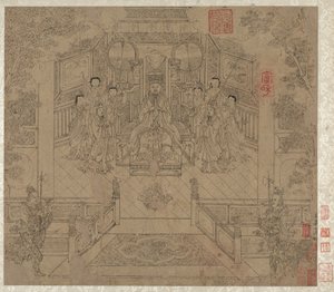 Album de thèmes taoïstes et bouddhistes : Procession de divinités taoïstes : Feuille 1 - Unknown artist
