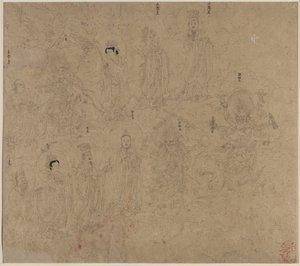 Album de thèmes taoïstes et bouddhistes : Procession de divinités taoïstes : Feuille 21