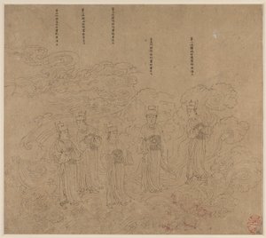 Album de thèmes taoïstes et bouddhistes : Procession de divinités taoïstes : Feuille 22 - Unknown artist