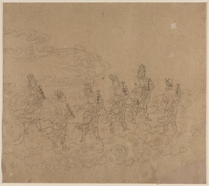 Album de thèmes taoïstes et bouddhistes : Procession de divinités taoïstes : Feuille 24 - Unknown artist