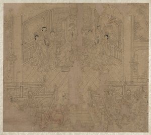 Album de thèmes taoïstes et bouddhistes : Procession de divinités taoïstes : Feuille 2