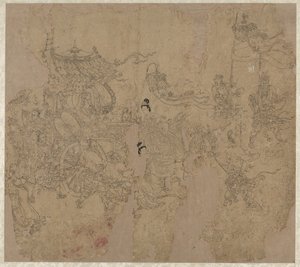 Album de thèmes taoïstes et bouddhistes : Procession de divinités taoïstes : Feuille 3