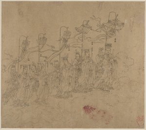 Album de thèmes taoïstes et bouddhistes : Procession des divinités taoïstes : Feuille 5 - Unknown artist