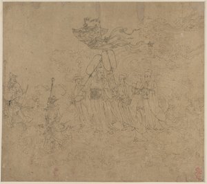 Album de thèmes taoïstes et bouddhistes : Procession des divinités taoïstes : Feuille 6