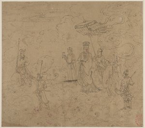 Album de thèmes taoïstes et bouddhistes : Procession des divinités taoïstes : Feuille 8 - Unknown artist