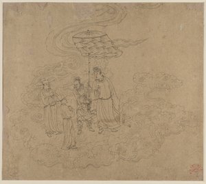 Album de thèmes taoïstes et bouddhistes : Procession des divinités taoïstes : Feuille 9 - Unknown artist