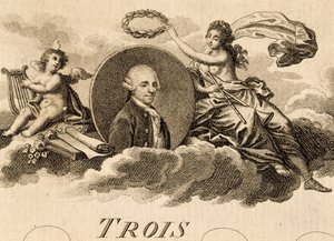 Allégorie de Franz Joseph Haydn (1732-1809) sur la page de titre de la partition pour Trois Quatuors, Opus 75, Livre I - Unknown artist
