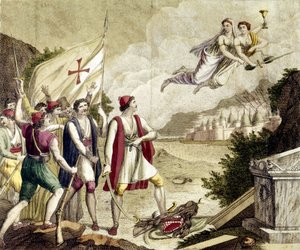Allégorie du réveil du sentiment nationaliste de la Grèce sous domination ottomane qui a conduit à la guerre d