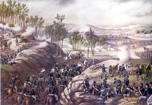 Guerre civile américaine (1861 - 1865) : Bataille de Resaca (Géorgie) 13-15 mai 1864. Gravure du 19ème siècle. - Unknown artist