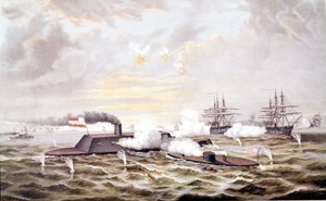 Guerre civile américaine (1861 - 1865) : Bataille navale de Hampton Roads (Virginie) 08-09 mars - Unknown artist