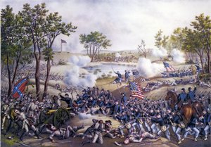 Guerre de Sécession américaine ou guerre civile (1861 - 1865) : Cold Harbor ou deuxième bataille de Cold Harbor, Virginie 31 mai-01 juin 1864. Gravure du 19ème siècle. - Unknown artist