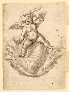 Un ange martelant un ciseau dans une bête en feu - Unknown artist