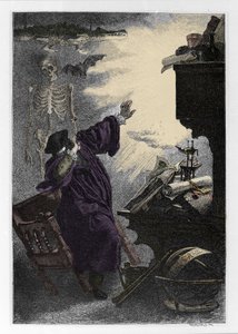 Apparition de Méphistophélès (Mephisto) à Faust Illustration de « Faust » par Johann Wolfgang von Goethe (1749-1832) (Illustration pour « Faust » par Goethe) Gravure - Unknown artist