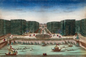 Aquae Lapsus in Hortis Versalicis - Vue optique représentant les cascades de Versailles au 18ème siècle - Illustration vers 1760 - Unknown artist