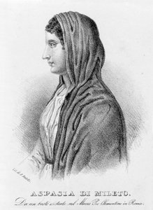 Aspasie de Milet, maîtresse de Périclès. Lithographie de Bertotti. 19ème siècle - Unknown artist