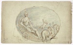 Aurore dans son char (recto) ; trois portraits masculins (verso) - Unknown artist