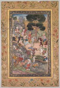 Babur rencontrant Sultan Ali Mirza à la rivière Kohik, d