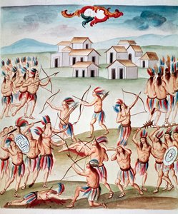 Scène de bataille, embuscades à Acolman, Mexique (aquarelle, vers 1770-1780) - Unknown artist