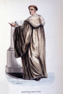 Bénédictine du Mont-Olivet ou Olivétaine, ordre religieux fondé à Sienne au 14ème siècle. Gravure du 19ème siècle. Coll. privée, Milan. - Unknown artist