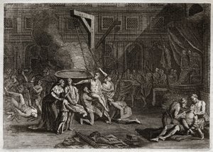 Bible de Royaumont, Ancien Testament : Martyre des Maccabées. Les sept frères Maccabées sont martyrisés plutôt que de trahir leur foi. Illustration de 1811. - Unknown artist