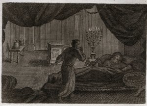 Bible de Royaumont, Ancien Testament : Samuel donné à Héli. Anne consacre le petit Samuel au Seigneur et le confie au grand prêtre Héli. Samuel, qui entend la voix du Seigneur l