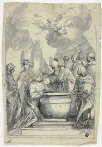 Évêque oignant une sainte femme - Unknown artist