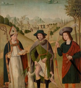 Évêque saint, Saint Roch et Saint Sébastien - Unknown artist