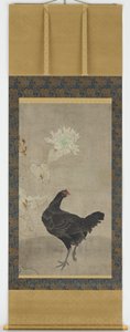 Poule noire et un tournesol - Unknown artist