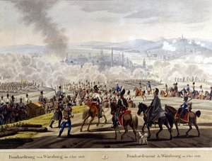 Bombardement de Wurtzbourg en 1813. Gravure du 19ème siècle
