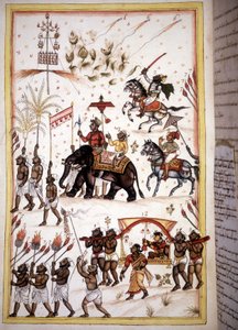 Procession nuptiale de conjoints de haute classe sociale - Page du manuscrit (ms.8300) "Histoire du Mogol" (Moghul ou Moghol) par Stefano Nivibus Cardeira. 18ème siècle. Biblioteca Marciana, Venise - Unknown artist