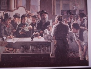 Pub britannique servant des boissons (lithographie en couleur) - Unknown artist