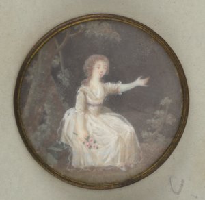 Bouton avec dame peinte - Unknown artist