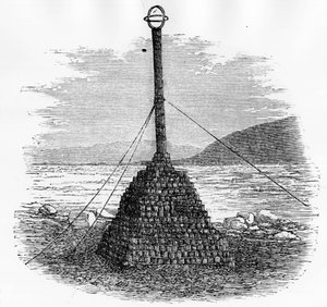 Cairn et boîte aux lettres au pôle nord - Georges S. Nares, Un voyage à la mer polaire, Paris : Hachette - Unknown artist