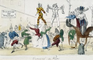 Carnaval de Paris, boulevard des Italiens - gravure du 18ème siècle, Carnavalet - Unknown artist